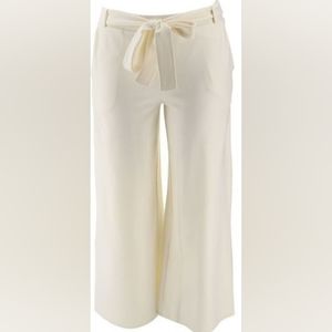 IVORY NEW Wide Leg Tie Waist Ponte Pants by Girls With Curves 4X PETITE